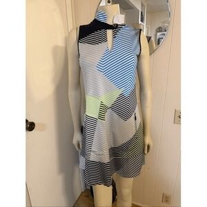 Jamie Saddock Striped Sleeveless Athletic Dress Golf Tennis M